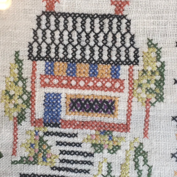 Vintage “Grandchildren” Cross Stitch on Linen Framed - Picture 3 of 8